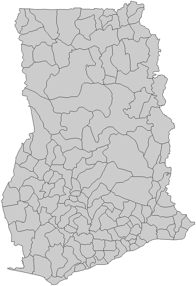Map of Ghana showing all regions